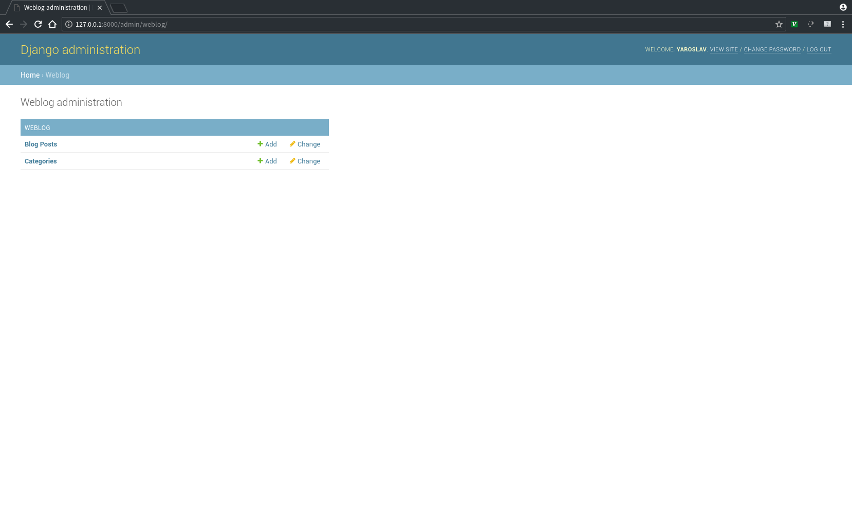 Admin panel on first launch